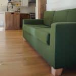 Pictured: Forest Green in the hemp/cotton blend with formed latex cushions and linseed oil feet.