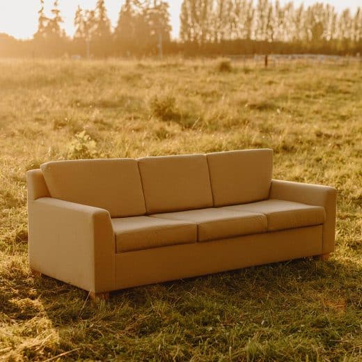 A natural sofa made just for you. Pictured: Khaki in the hemp/cotton blend with formed latex cushions and linseed oil feet.